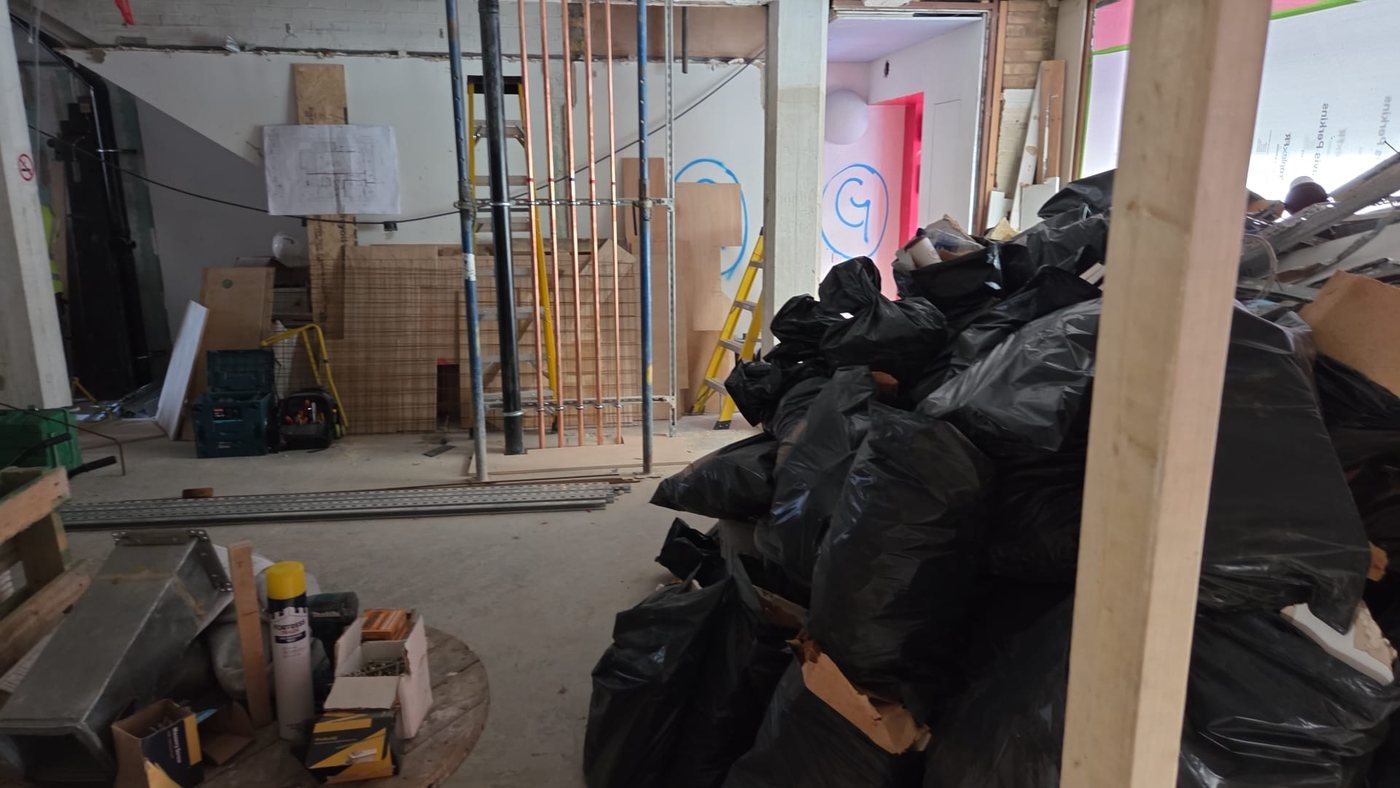 Room stripped back during a renovation in East London